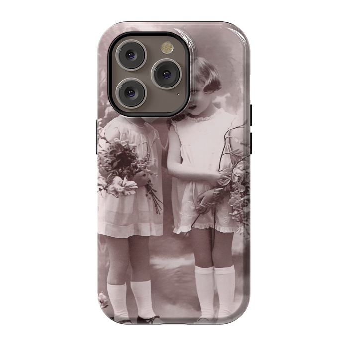 iPhone 14 Pro StrongFit Cute Retro Girls With Flowers by Andrea Haase