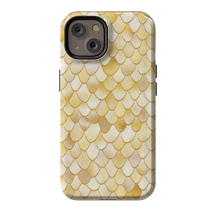 iPhone 14 StrongFit Gold Wonky Metal Mermaid Scales by  Utart
