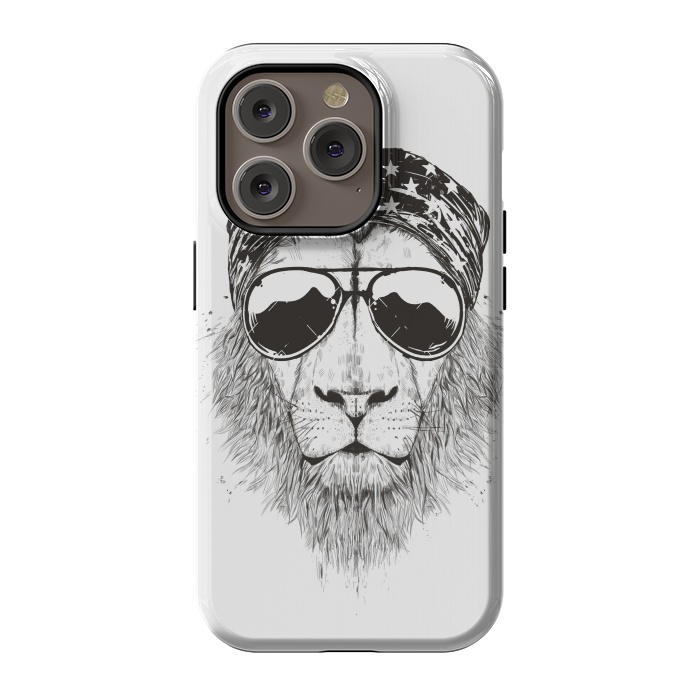 iPhone 14 Pro StrongFit Wild lion (bw) by Balazs Solti