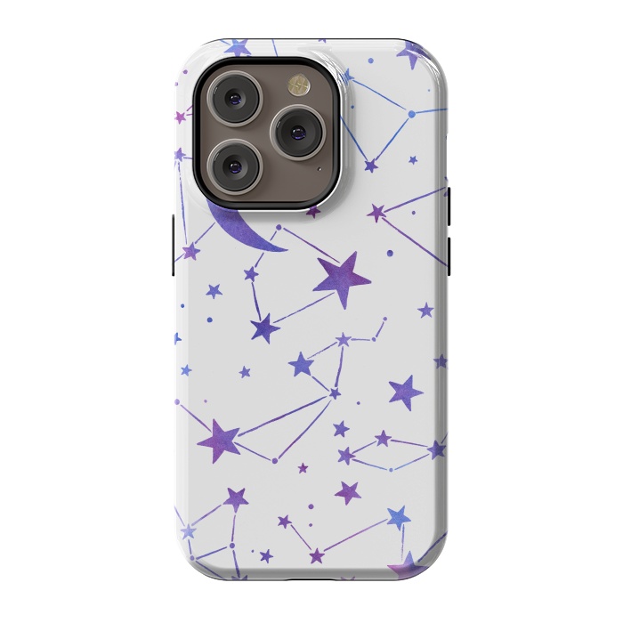 iPhone 14 Pro StrongFit Watercolor Star And Moon Constellations by Becky Starsmore