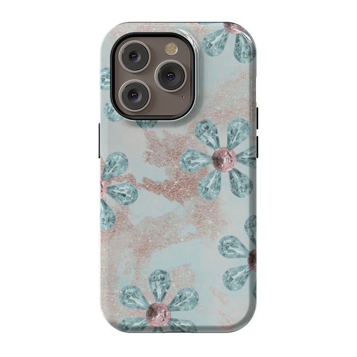 iPhone 14 Pro StrongFit Rhinesone Flower Sparkle by Andrea Haase