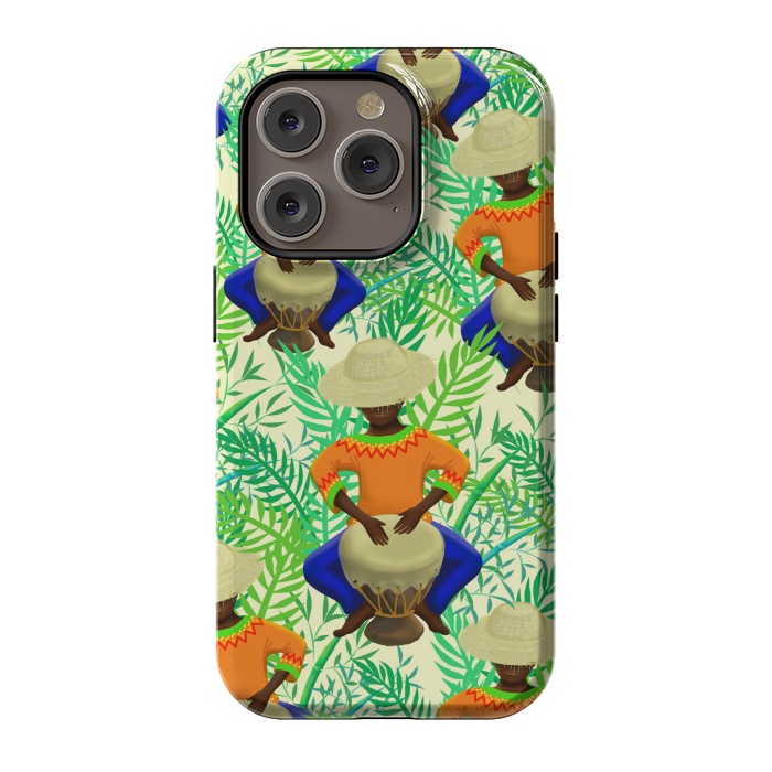 iPhone 14 Pro StrongFit Bongo Man Tribal Music Percussions  by BluedarkArt