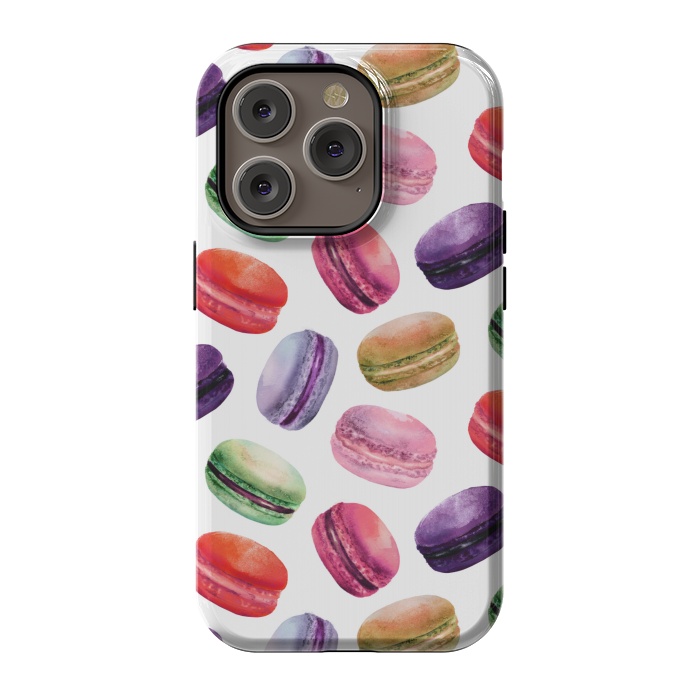 iPhone 14 Pro StrongFit Macaroon Dance on White by DaDo ART