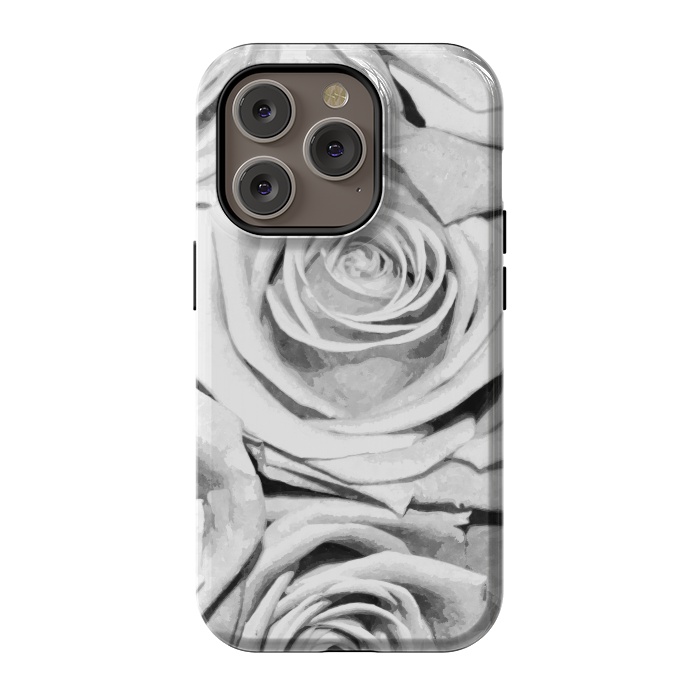 iPhone 14 Pro StrongFit Black and White Roses by Alemi