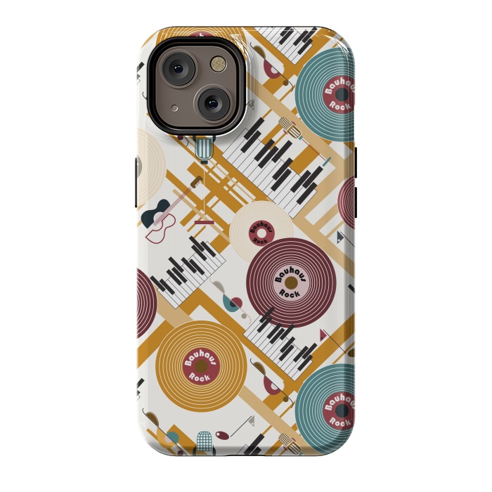 iPhone 14 StrongFit Bauhaus Rock - Mustard and Burgundy by Paula Ohreen