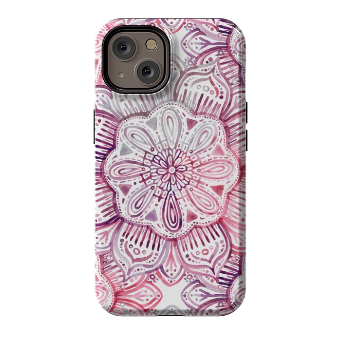 iPhone 14 StrongFit Burgundy Blush Watercolor Mandala by Micklyn Le Feuvre