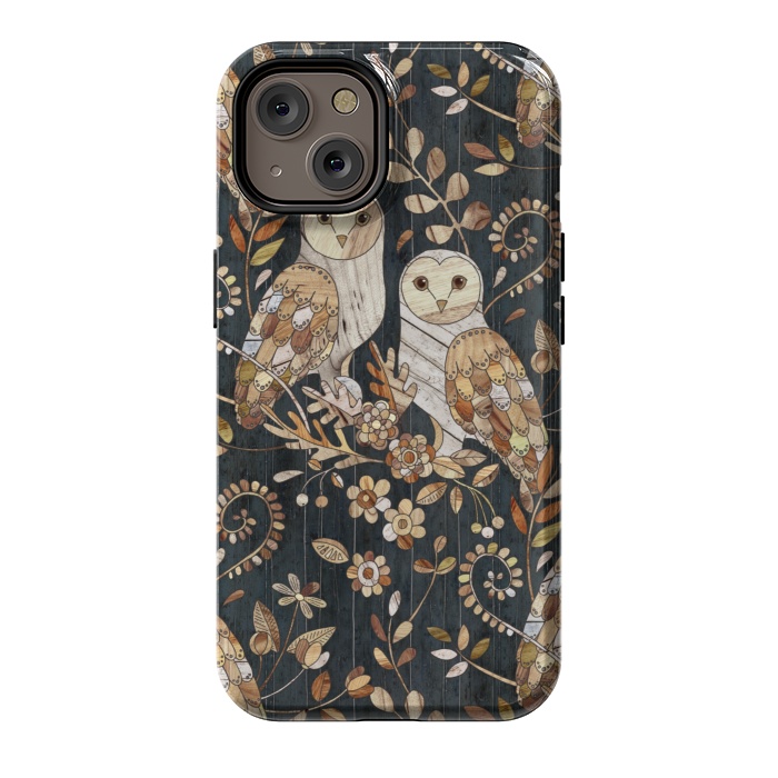 iPhone 14 StrongFit Wooden Wonderland Barn Owl Collage by Micklyn Le Feuvre
