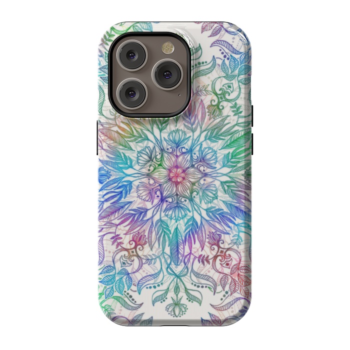 iPhone 14 Pro StrongFit Nature Mandala in Rainbow Hues by Micklyn Le Feuvre