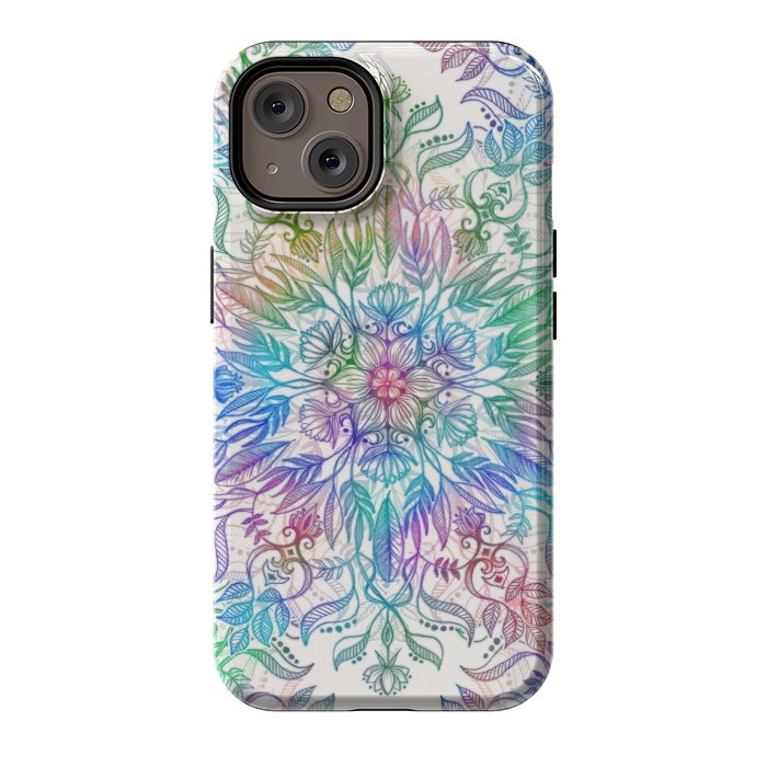 iPhone 14 StrongFit Nature Mandala in Rainbow Hues by Micklyn Le Feuvre