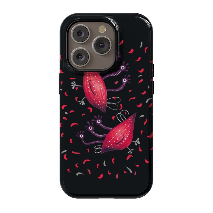 iPhone 14 Pro StrongFit Cute Funny Red Three Eyed Cartoon Aliens by Boriana Giormova