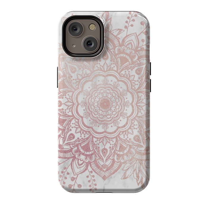 iPhone 14 StrongFit Queen Starring of Mandala-White Marble by ''CVogiatzi.