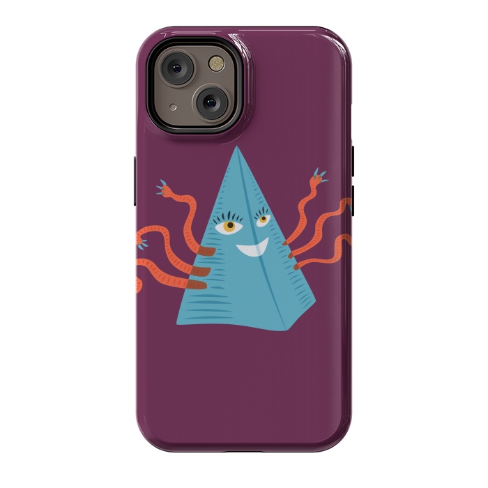 iPhone 14 StrongFit Weird Blue Alien Pyramid Character With Tentacles by Boriana Giormova