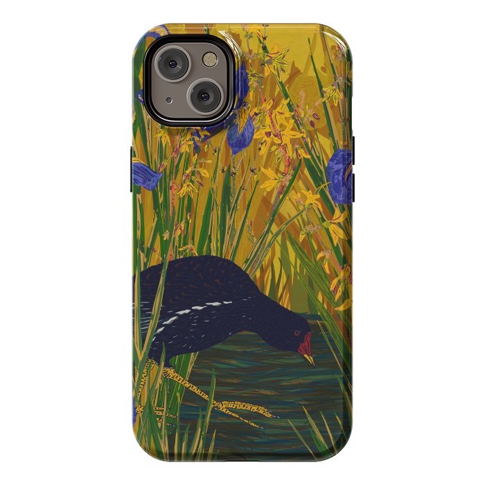 iPhone 14 Plus StrongFit Moorhen and Iris by Lotti Brown