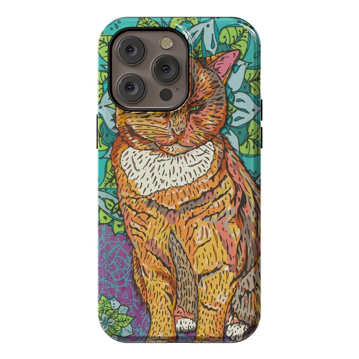 iPhone 14 Pro max StrongFit Mandala Cat by Lotti Brown