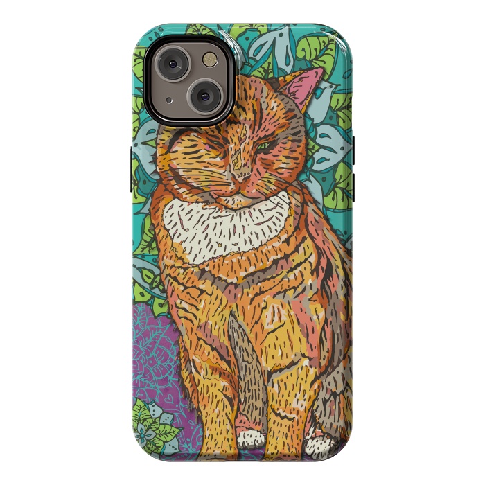 iPhone 14 Plus StrongFit Mandala Cat by Lotti Brown