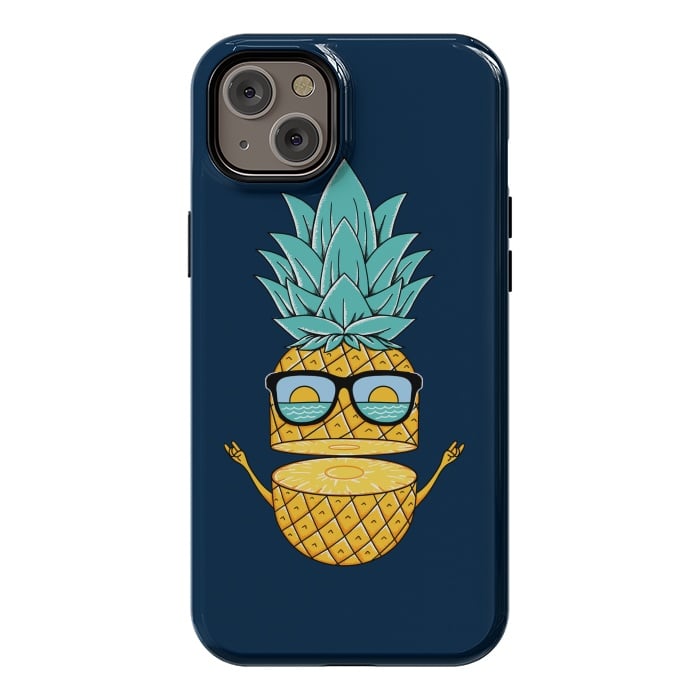 iPhone 14 Plus StrongFit Pineapple Sunglasses Blue by Coffee Man