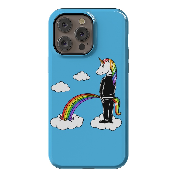 iPhone 14 Pro max StrongFit Unicorn Rainbow Blue by Coffee Man