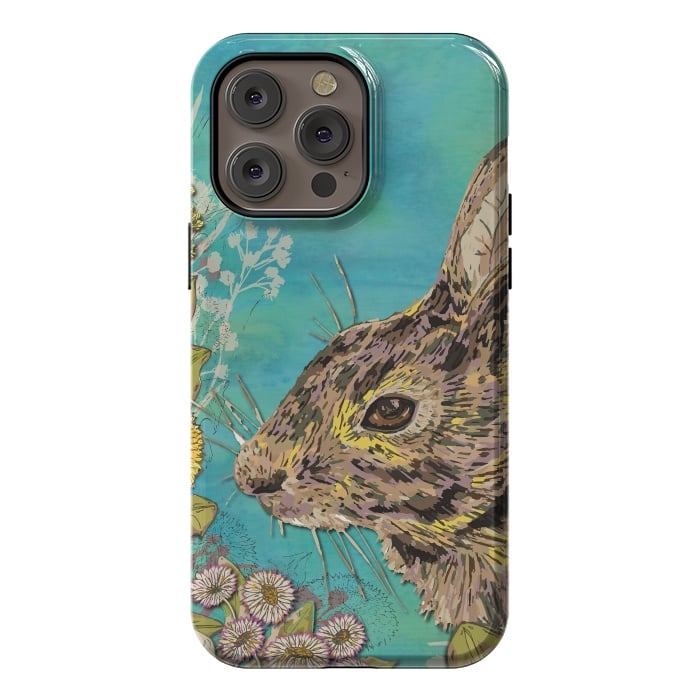 iPhone 14 Pro max StrongFit Rabbit and Daisies by Lotti Brown
