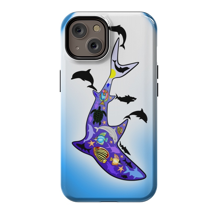iPhone 14 StrongFit Shark MarineLife Scenery Patterned by BluedarkArt