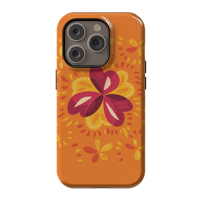 iPhone 14 Pro StrongFit Abstract Clovers In Pink Yellow And Orange by Boriana Giormova