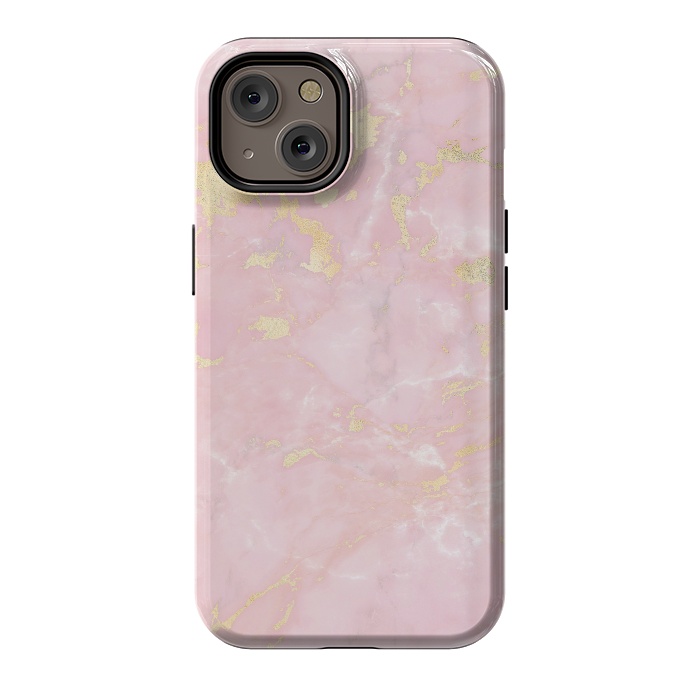 iPhone 14 StrongFit Metal Gold on Tender Pink Marble by  Utart