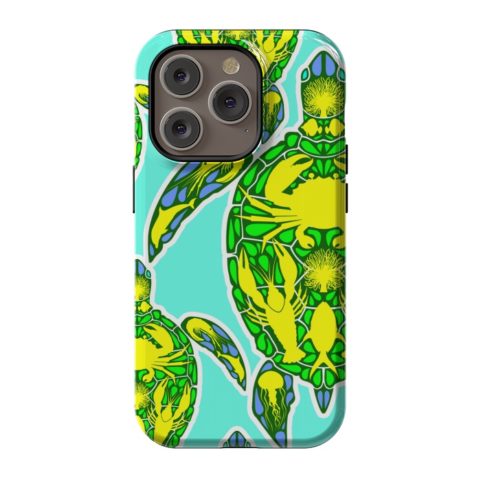 iPhone 14 Pro StrongFit Sea Turtle Reef Marine Life Abstract Symbol Tattoo Style  by BluedarkArt