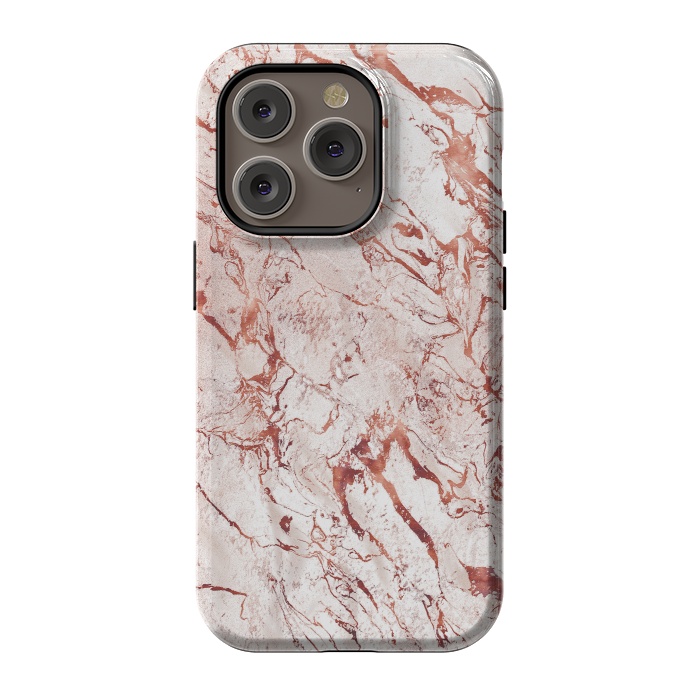 iPhone 14 Pro StrongFit ROSE GOLD MARBLE by Art Design Works