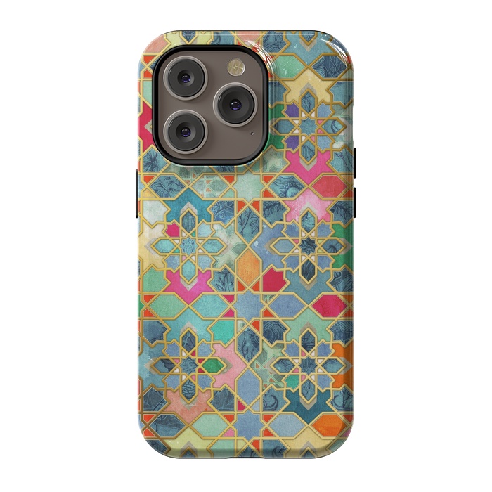 iPhone 14 Pro StrongFit Gilt & Glory - Colorful Moroccan Mosaic by Micklyn Le Feuvre