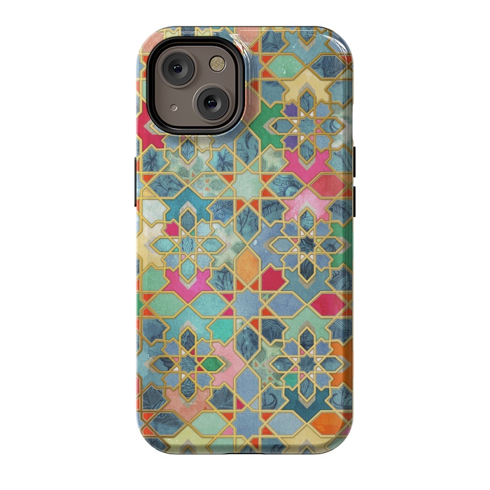 iPhone 14 StrongFit Gilt & Glory - Colorful Moroccan Mosaic by Micklyn Le Feuvre