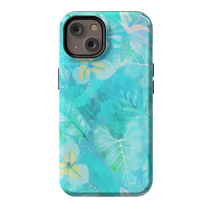 iPhone 14 StrongFit Teal Aloha Jungle by  Utart