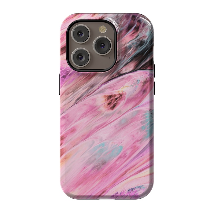 iPhone 14 Pro StrongFit Pink and Black Ink Marble by  Utart