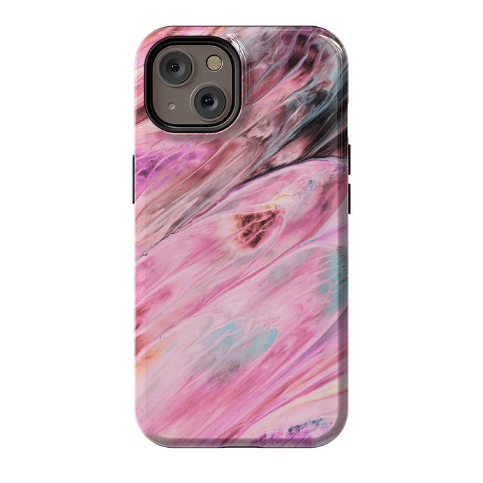 iPhone 14 StrongFit Pink and Black Ink Marble by  Utart