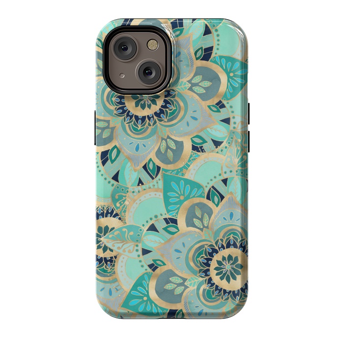 iPhone 14 StrongFit Emerald and Gold Mandalas by Tangerine-Tane