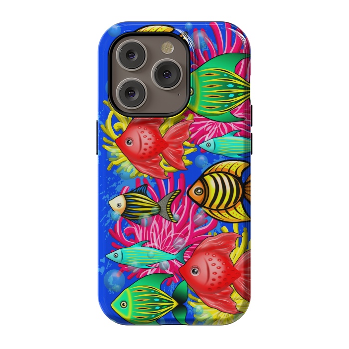 iPhone 14 Pro StrongFit Fish Cute Colorful Doodles  by BluedarkArt