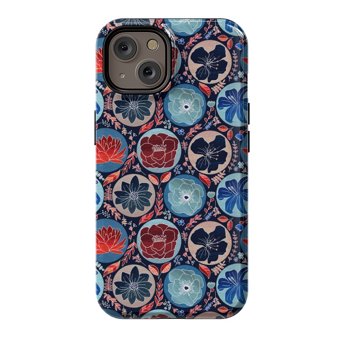 iPhone 14 StrongFit Moody Polka Dot Floral  by Tigatiga