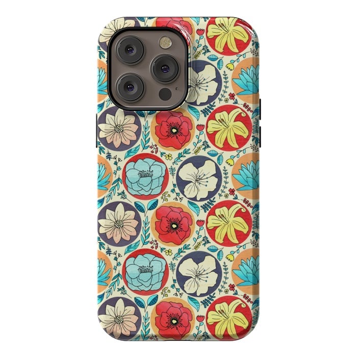 iPhone 14 Pro max StrongFit Polka Dot Floral On Cream by Tigatiga