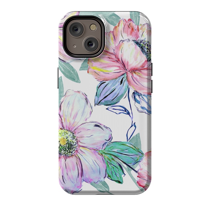 iPhone 14 StrongFit Romantic watercolor flowers hand paint design by InovArts