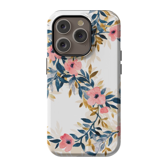iPhone 14 Pro StrongFit Spring Blossom Watercolor Wreath by Micklyn Le Feuvre