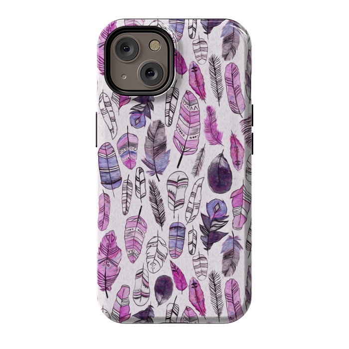 iPhone 14 StrongFit Purple Feathers  by Tigatiga