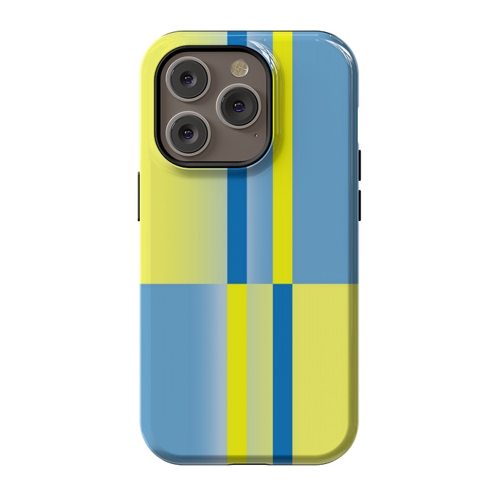 iPhone 14 Pro StrongFit yellow blue lines pattern by MALLIKA
