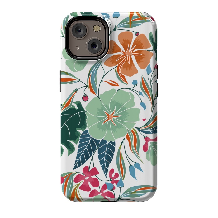 iPhone 14 StrongFit Minty + Rust Floral by Uma Prabhakar Gokhale