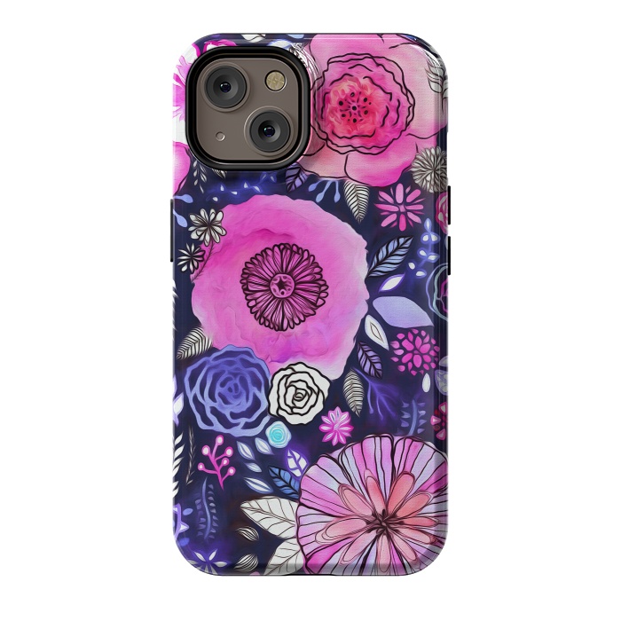 iPhone 14 StrongFit Magenta Floral Mix  by Tigatiga