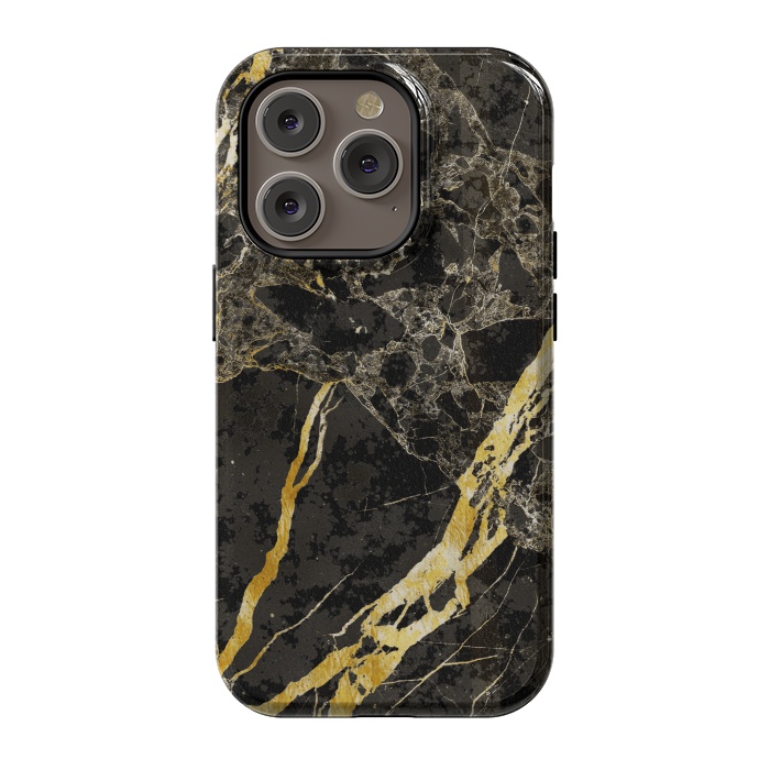 iPhone 14 Pro StrongFit Grey gold elegant marble by Oana 