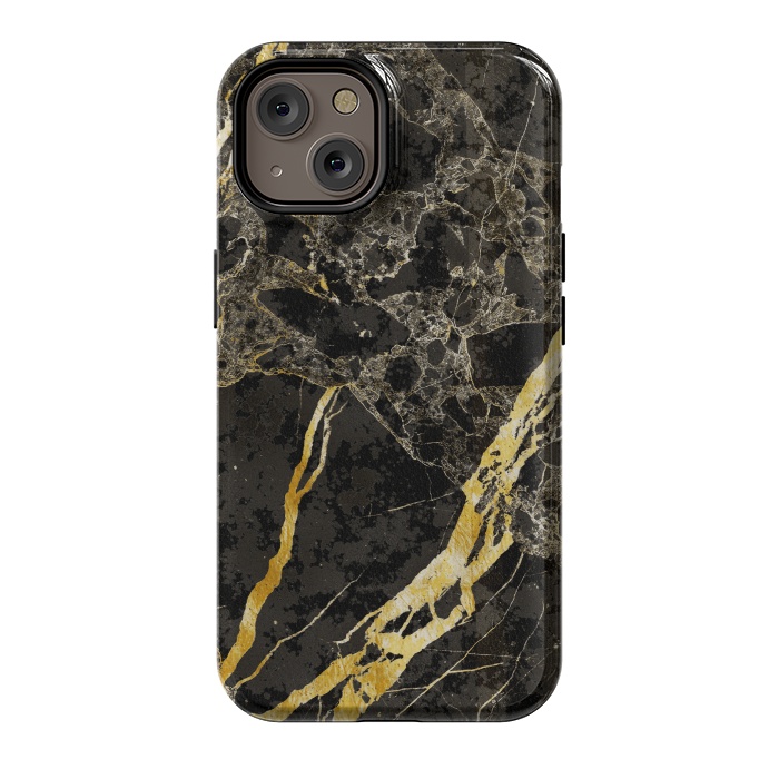 iPhone 14 StrongFit Grey gold elegant marble by Oana 