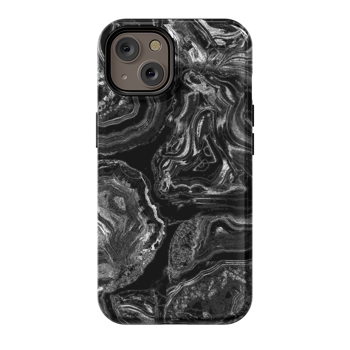iPhone 14 StrongFit Black liquid marble by Oana 