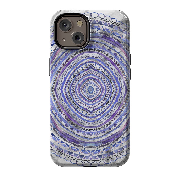 iPhone 14 StrongFit Purple Marbling Mandala  by Tigatiga