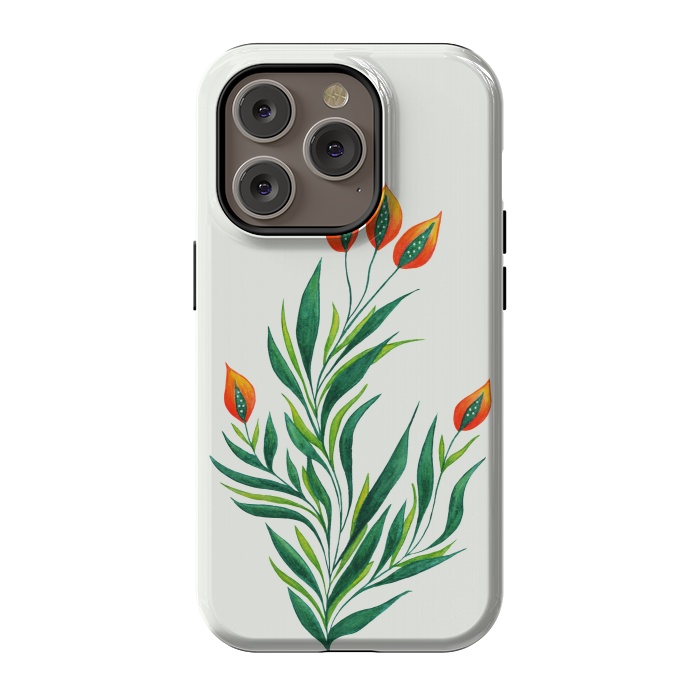 iPhone 14 Pro StrongFit Green Plant With Orange Buds by Boriana Giormova