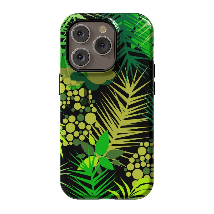 iPhone 14 Pro StrongFit green tropical pattern by MALLIKA