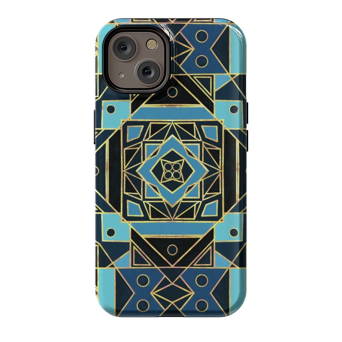 iPhone 14 StrongFit Navy & Gold Art Deco  by Tigatiga