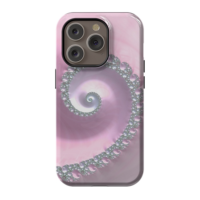 iPhone 14 Pro StrongFit Pink Pastel Fractal Swirl by Andrea Haase